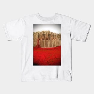 Tower of London Red Poppy Flowers Kids T-Shirt